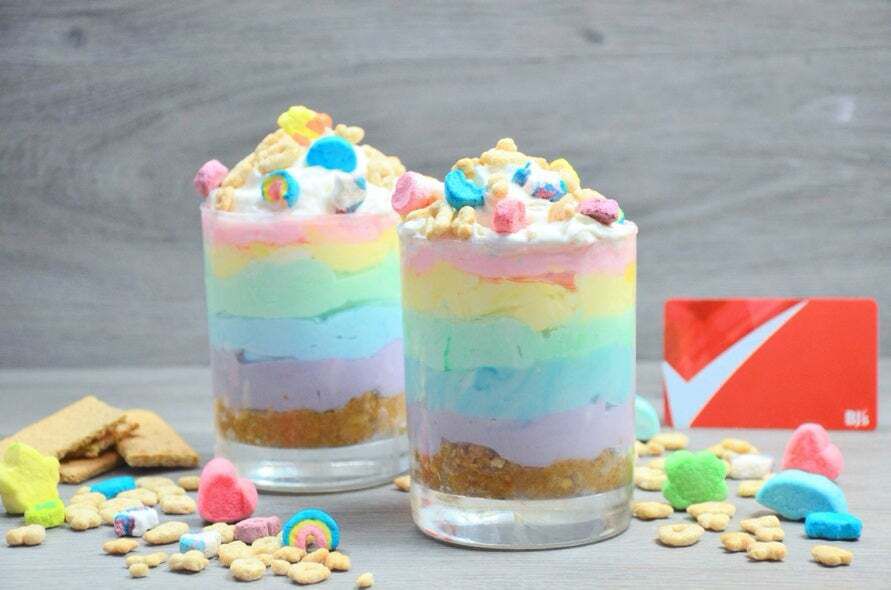 No-Bake Rainbow Cheesecake Parfait